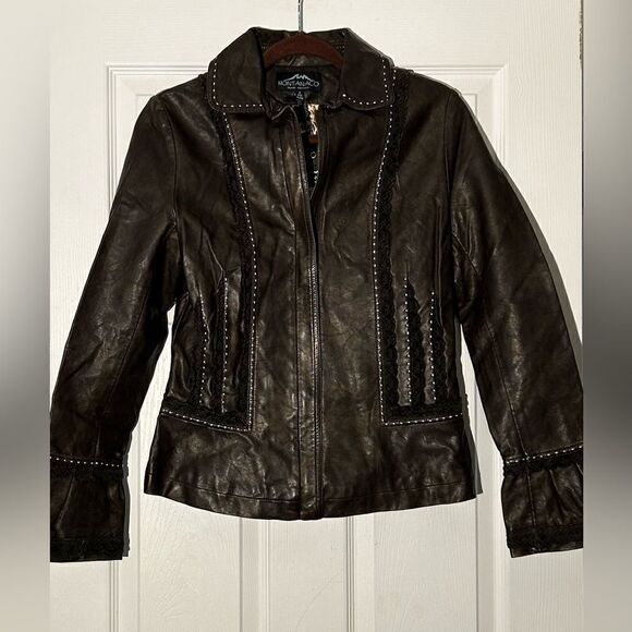 Montana Company Jackets & Blazers - Montana Company Brown Faux Leather Western Jacket Size Small New with tags
